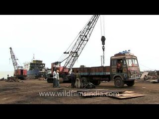 Ship being dismantled at Alang