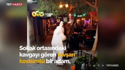 'Paskalya tavşanı' kadına şiddete seyirci kalmadı