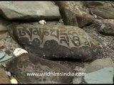 Carvings on rocks near the Tabo village of Spiti