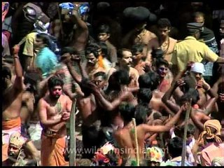 Devotees dancing at Shree Dharmasastha temple in Sabarimala