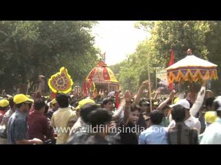 Devotees dance with thrill at the Rath Yatra