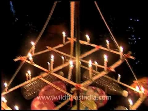 Pamba river with Lord Ayappan's devotees and candles