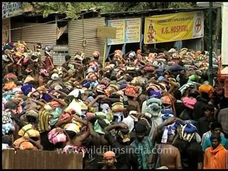 Mass procession of Lord Ayappa devotees with Irumudi