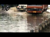 Water logging after heavy rains in Manesar