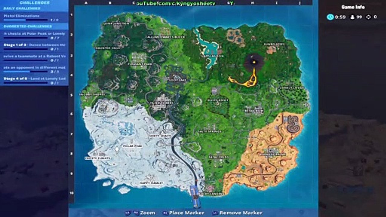 Dance between three Ice Sculptures ( Fortnite Season 8 Week 9 )