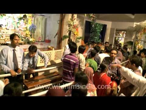 Devotees at Iskcon temple sing hymns for Lord Krishna on Janmashtami