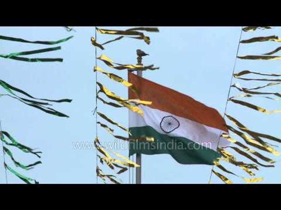 Indian tricolour hoisted at the India--Pakistan Border : Wagah!