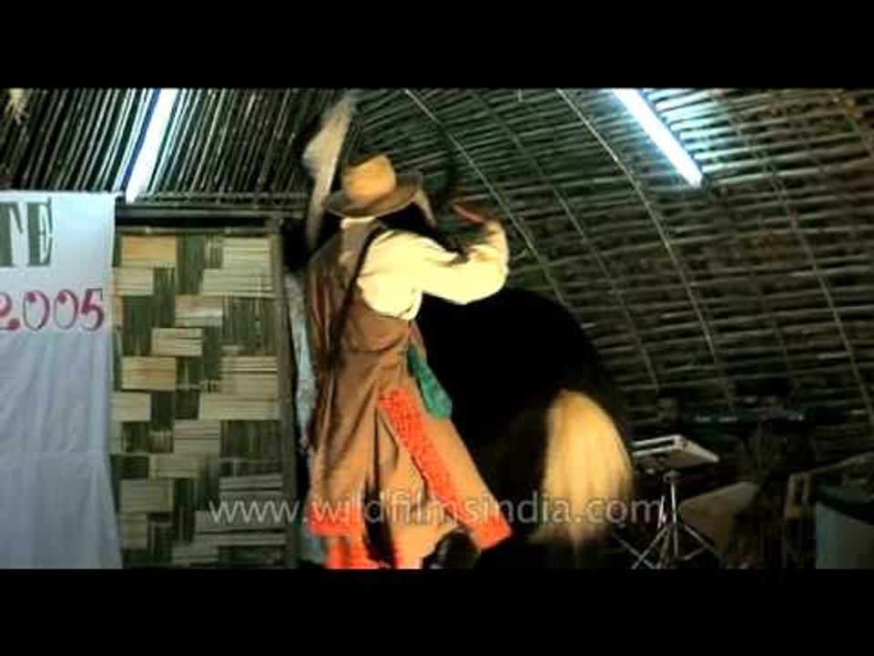 Extremely amusing animal mask dance at Siang River Festival, Arunachal