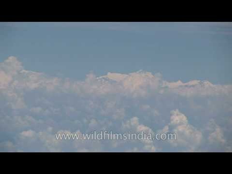 Aerial view on clouds field from airplane