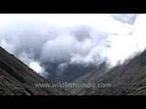 Misty white clouds in time lapse, mountains of Sikkim