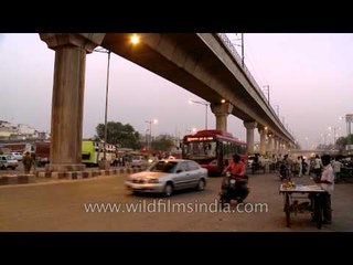 Time lapse of traffic and people near Azadpur mandi