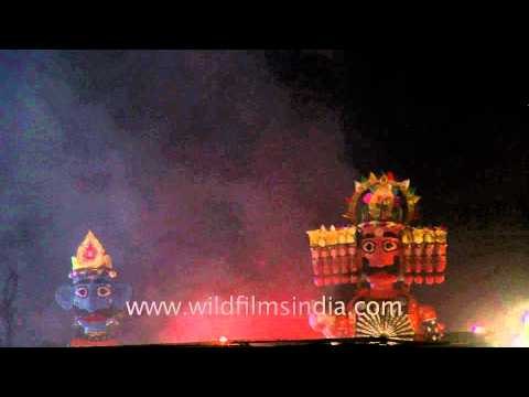 Burning of Ravana effigy during Dussehra festival