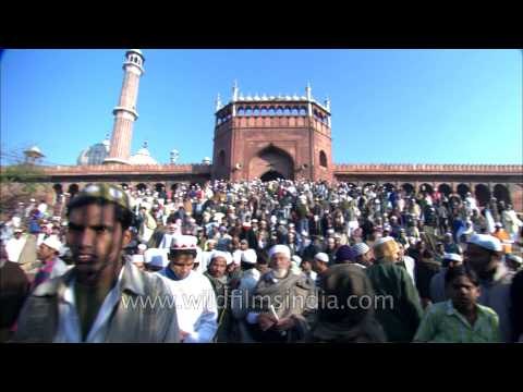 Muslims gathering at Jama Masjid during Eid al-Adha, Delhi