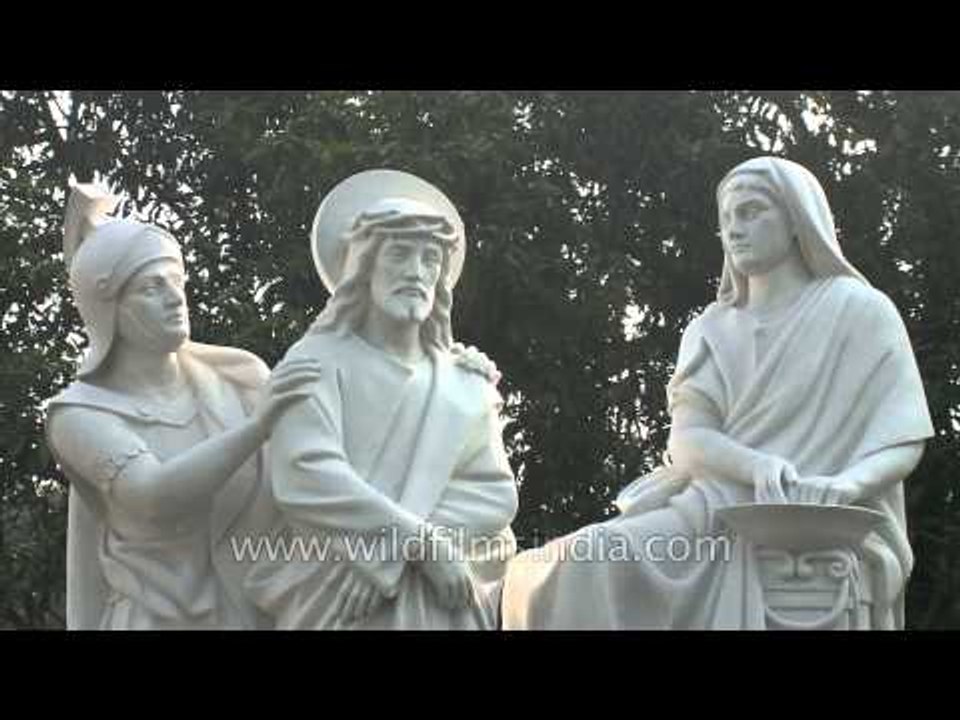 Station of the cross statues at the Basilica of...