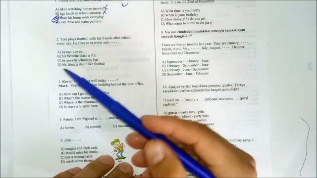 5. Sınıf İNGİLİZCE 2. Dönem 2.Yazılı Soruları ve Çözümü 2018