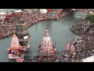 Aerial view of Kumbh Mela crowds
