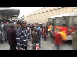 Time Lapse of Protest against violence with woman at Munirka bus stop