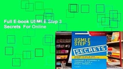 Full E-book USMLE Step 3 Secrets  For Online