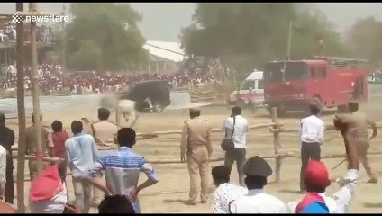 Stray bull goes on rampage at political rally in northern India
