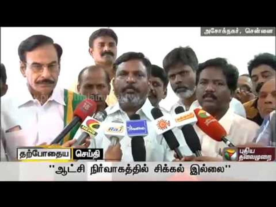 Viduthalai Chiruthaigal Katchi leader Thirumavalavan addressing reporters at party office, Chennai