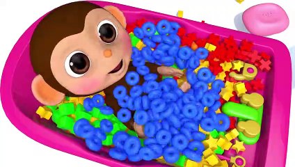 Learn Colors with Baby Monkey and Bunny Mold Bath Time Finger Family Song for Kids Children