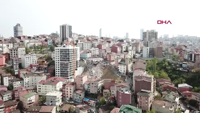 Kağıthane'de Binanın Çöktüğü Mahalledeki Son Durum Havadan Görüntülendi