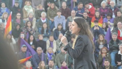 Irene Montero, en el mitin de cierre de campaña de Unidas Podemos.