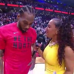 KAWHI LEONARD 1 QUESTION POSTGAME INTERVIEW AFTER BEATING 76ERS