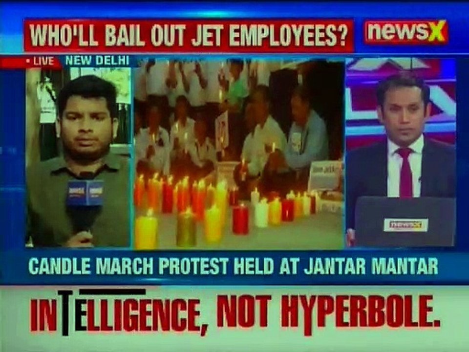 Jet Employees held Candle March Protest today at Jantar Mantar against Shutting down of Airline