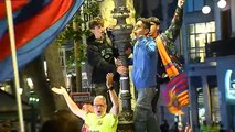 Euforia en Canaletas tras una nueva conquista liguera del Barça
