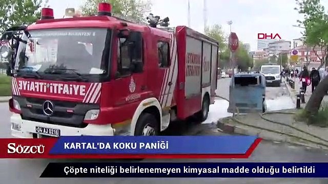 Kartal’da çöp kutusundaki yangında etrafa yayılan koku paniğe neden oldu