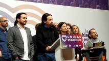 Pablo Iglesias se dirige a la prensa en la noche electoral