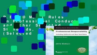 R.E.A.D Model Rules on Professional Conduct and Other Selected Standards, 2019 Edition (Selected