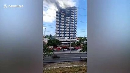 Flames seen on 22-storey apartment block in The Philippines