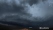 Dark clouds from tornado-warned storm roll over Kansas