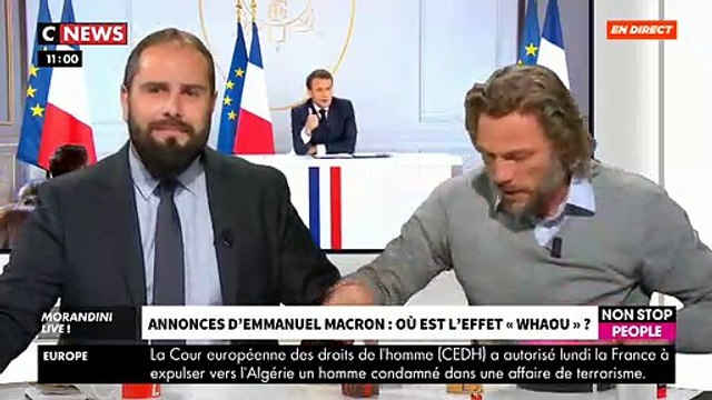 En direct dans Morandini Live , le gilet jaune Thierry-Paul Valette sort des pâtes et de la poudre de perlimpinpin pour résumer les annonces d'Emmanuel Macron - VIDEO
