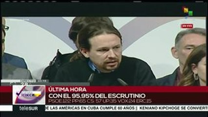 Iglesias: Izquierda ganó en elección española pues frenó a la derecha