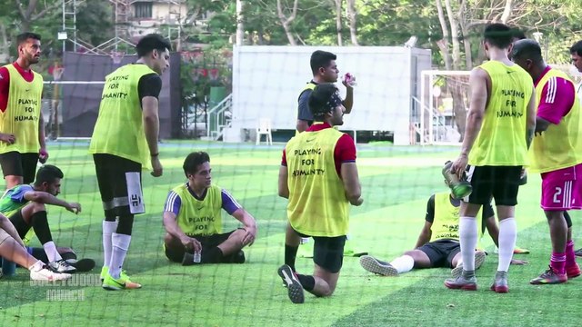 Ranbir Kapoor and Abhishek Bachchan Bonding playing football in tje ground