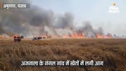 खेतों में लगी आग