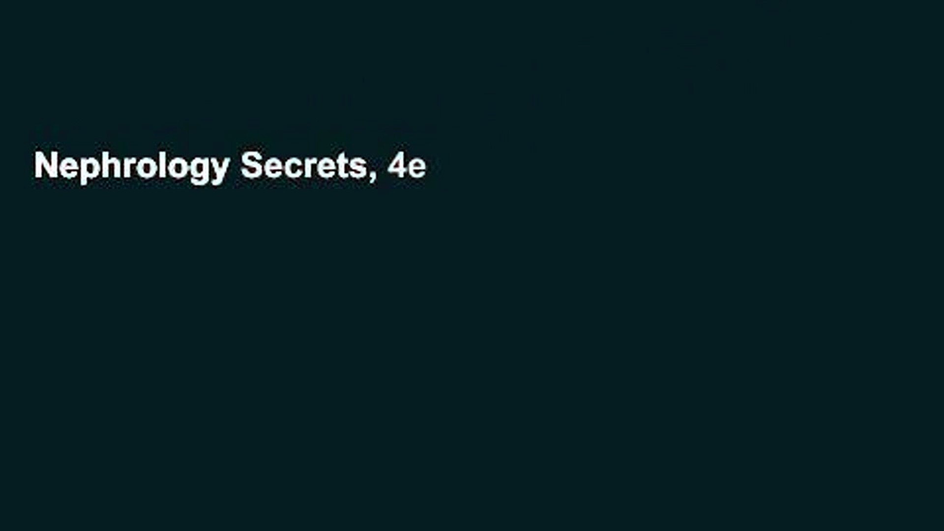 ⁣Nephrology Secrets, 4e