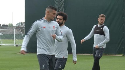 Firmino and Salah present as Liverpool train before flying out to Barcelona