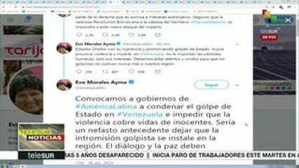 Evo insta a condenar el intento de golpe de Estado en Venezuela