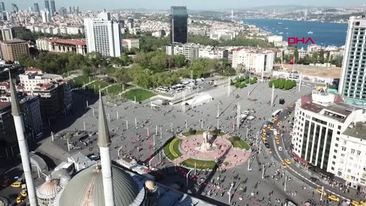 İstanbul-Havadan Görüntülerle Taksim Meydanı'ndaki Son Durum