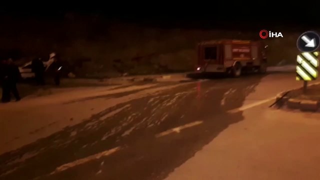 Kaza sonrası gaz kaçıran araca itfaiye ekipleri müdahale etti