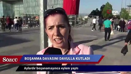 Boşanma davasını davulla kutladı, ayladır boşanamayınca eylem yaptı