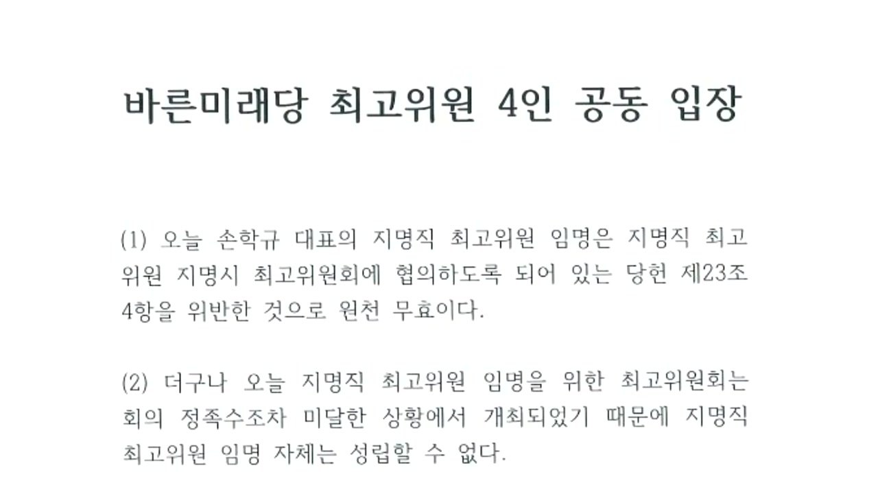 바른미래 선출직 최고위원들 "지명직 최고위원 임명, 원천 무효" / YTN