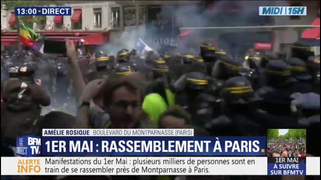 1er-mai à Paris: première charge des forces de l'ordre en riposte à des provocations