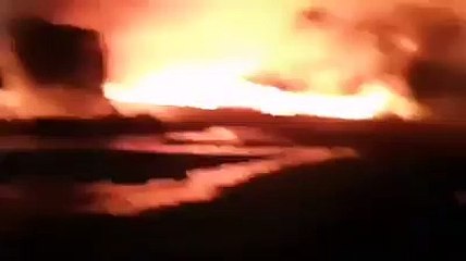 احتراق صهاريج  وقود في شركة النفط التابعة لنظام أسد