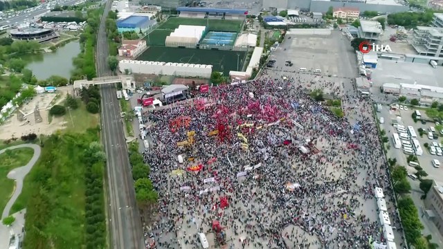Bakırköy miting alanındaki kutlamalar havadan görüntülendi