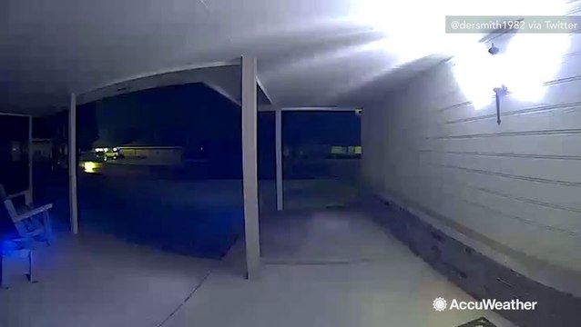 Doorbell camera captures lightning striking home on camera